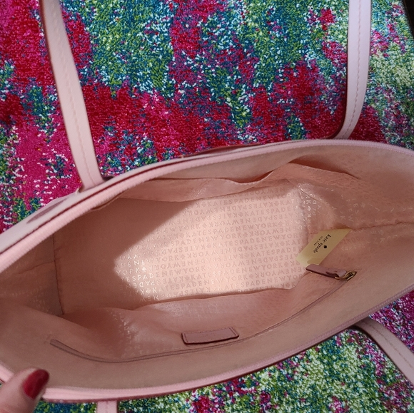 NWT - Kate Spade - Hani, Haven Lane Glitter Pink Polka Dot Tote - Picture 4 of 16